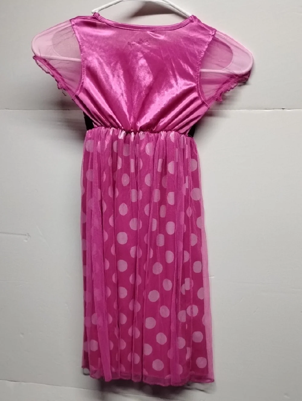 Disney Hot Pink Minnie Mouse Nightgown Polka Dot Dressup Costums Black Belt 5 - Picture 6 of 7